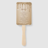 Glitter Gold Drips Champagne Beige Trouwprogramma Handwaaier (Achterkant)