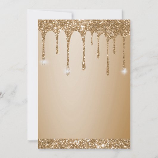 Glitter Gold Drips Champagne Bruiloft Jubileum Kaart (Achterkant)