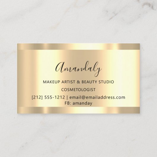 Glitter Gold Drives Nail Manicure Floral Visitekaartje (Achterkant)