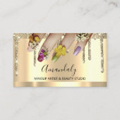 Glitter Gold Drives Nail Manicure Floral Visitekaartje (Voorkant)