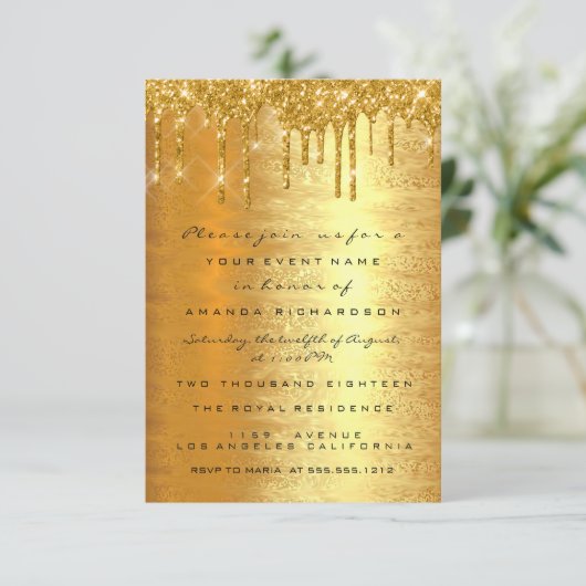 Glitter Gold Drives - Plechtige bruiloft legant Kaart (Staand voorkant)