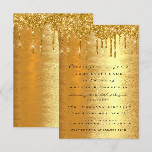Glitter Gold Drives - Plechtige bruiloft legant Kaart (Voorkant / Achterkant)