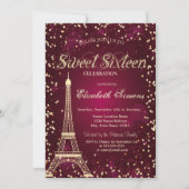 Glitter Gold Eiffeltoren Diamonds Red Sweet 16 Kaart (Voorkant)
