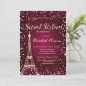 Glitter Gold Eiffeltoren Diamonds Red Sweet 16 Kaart (Staand voorkant)
