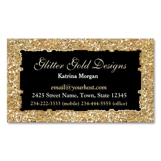 Glitter Gold Elegance Magnetisch Visitekaartje (Voorkant)