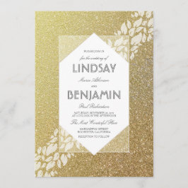 Glitter Gold Elegant Vintage Wedding Kaart