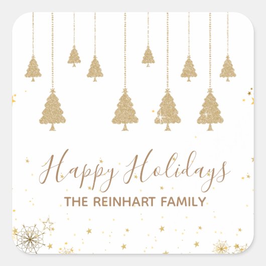 Glitter Gold Elegante Kerst stickers (Voorkant)