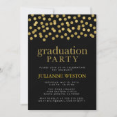 Glitter Gold en Black Confetti Graduparty Kaart (Voorkant)