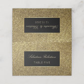 Glitter Gold en Black Wedding Plaatskaartje (Buitenkant ongevouwen)