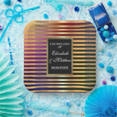Glitter Gold en Black Wedding Square Papieren Bordje (Feest)