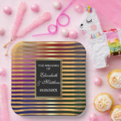 Glitter Gold en Black Wedding Square Papieren Bordje (Feest)