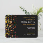 Glitter Gold en Oranje Afstuderen Kaart (Staand voorkant)