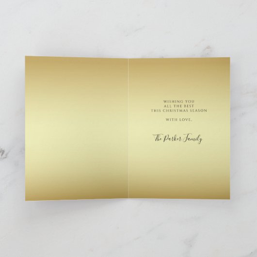 Glitter Gold en Zwarte Kerstfeestdag Kaart (Binnen)
