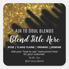 Glitter Gold Essential Oil Blend Labels, in het ge Vierkante Sticker