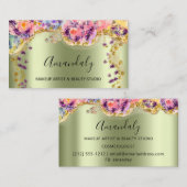 Glitter Gold Event Planner Mode Groene Rozen Visitekaartje (Voorkant / Achterkant)