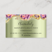 Glitter Gold Event Planner Mode Groene Rozen Visitekaartje (Achterkant)