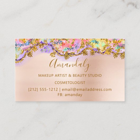 Glitter Gold Event Planner Mode Stylist Rozen B Visitekaartje (Achterkant)