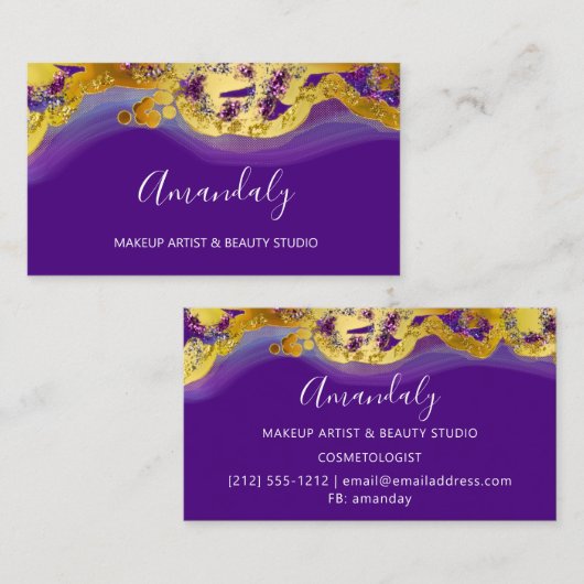 Glitter Gold Event Planner Stijlvolle Violet Plum Visitekaartje (Voorkant / Achterkant)