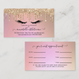 Glitter Gold Eyelash Extension Appointine Visitekaartje