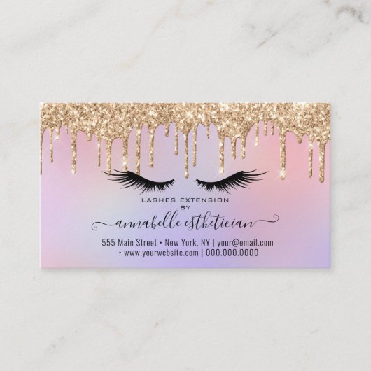Glitter Gold Eyelash Extension Appointine Visitekaartje (Voorkant)