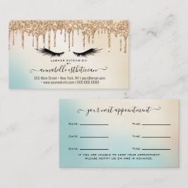 Glitter Gold Eyelash Extension Appointment Visitekaartje