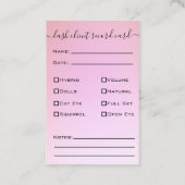 Glitter Gold Eyelash Extension Client Record Busi Visitekaartje (Achterkant)