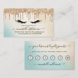Glitter Gold Eyelash Extension Loyalty Business Visitekaartje