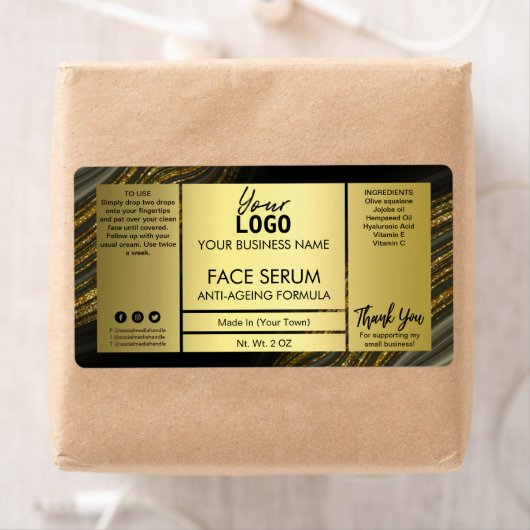 Glitter Gold Face Hair Serum Label (Insitu)