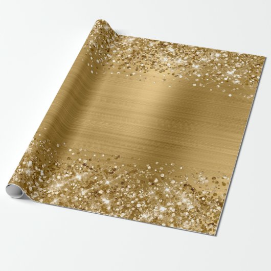 Glitter Gold Faux-Folie Cadeaupapier (Uitgerold)