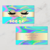 Glitter Gold Faux Lashes Holographic Loyalty Kaart (Voorkant / Achterkant)