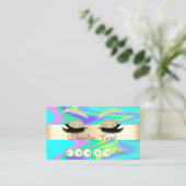 Glitter Gold Faux Lashes Holographic Loyalty Kaart (Staand voorkant)