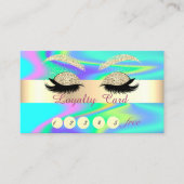 Glitter Gold Faux Lashes Holographic Loyalty Kaart (Voorkant)