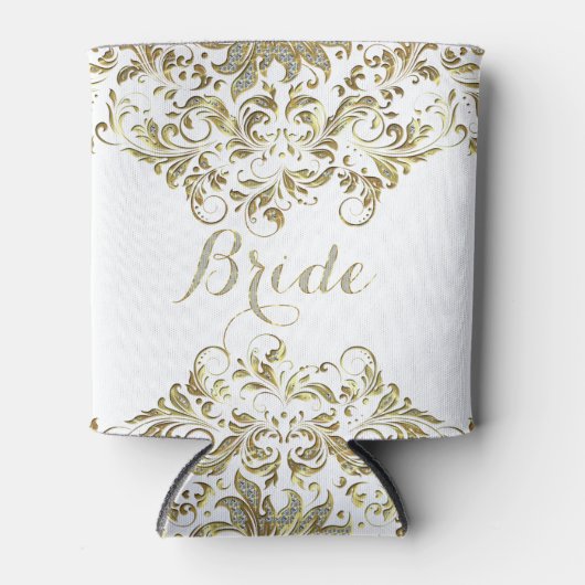 Glitter & Gold Floral Lace Blikjeskoeler (Voorkant)