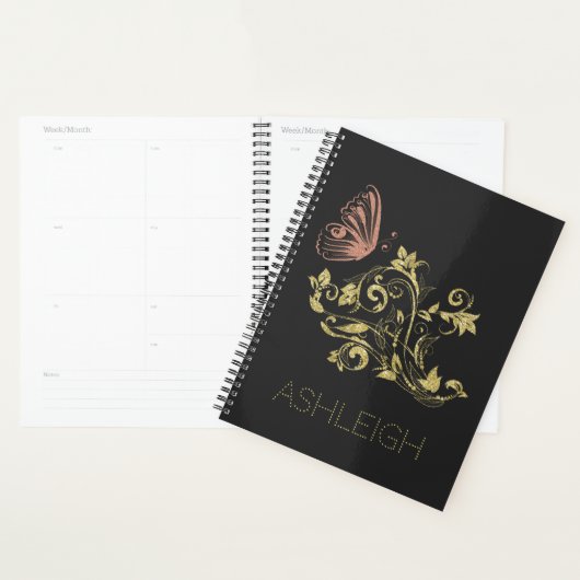 Glitter Gold Flourish Butterfly - Aangepast Planner (Display)