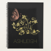 Glitter Gold Flourish Butterfly - Aangepast Planner (Voorkant)