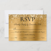 Glitter Gold Foil Elegant Calligraphy Wedding RSVP Kaartje (Voorkant)