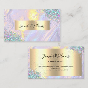 Glitter Gold Foil Modern Paarse Holographic Visitekaartje