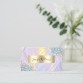 Glitter Gold Foil Modern Paarse Holographic Visitekaartje (Staand voorkant)