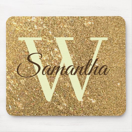 Glitter Gold Frost Monogrammed Muismat (Voorkant)