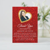 Glitter Gold Funeral Photo Sympathie Hartelijk dan Bedankkaart (Staand voorkant)