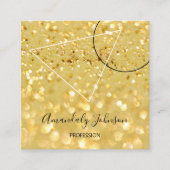 Glitter Gold Geometry - Aangepaste Logo Vierkante Visitekaartje (Voorkant)