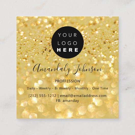 Glitter Gold Geometry - Aangepaste Logo Vierkante Visitekaartje (Achterkant)