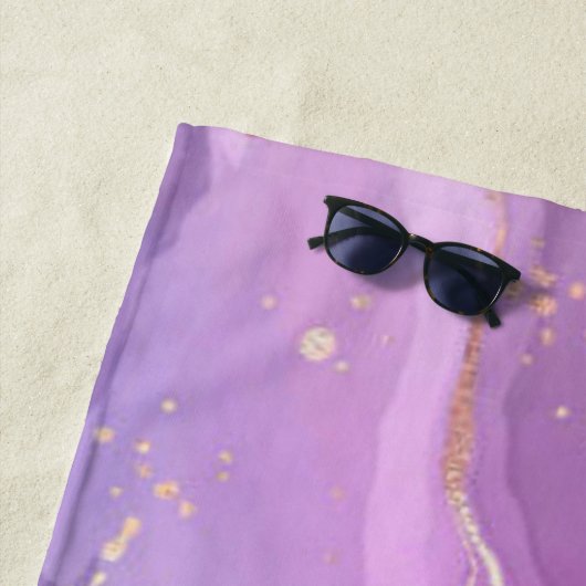 Glitter Gold Girly Sparkle Paarse Name Summer Beac Strandlaken (In situ)