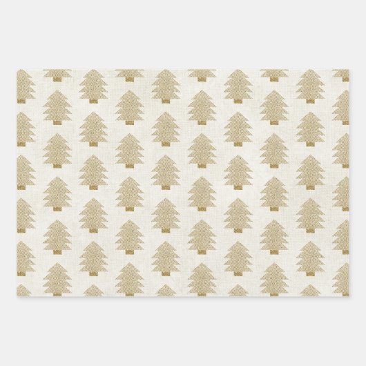 Glitter Gold Glam kerstbomen Inpakpapier Vel (Voorkant 2)