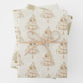 Glitter Gold Glam kerstbomen Inpakpapier Vel (In situ)