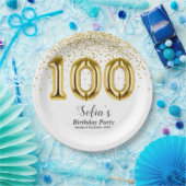 glitter gold , gouden glans 100e verjaardag papieren bordje (Feest)