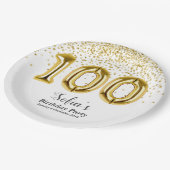 glitter gold , gouden glans 100e verjaardag papieren bordje (Gekanteld)