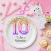 glitter gold , gouden glans 10e verjaardag papieren bordje (Feest)