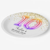 glitter gold , gouden glans 10e verjaardag papieren bordje (Gekanteld)