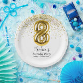 glitter gold , gouden glans 8ste verjaardag papieren bordje (Feest)